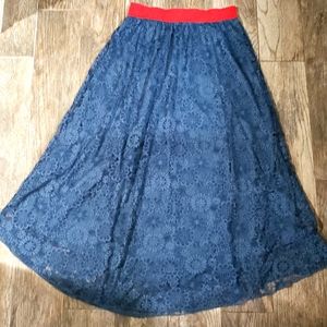 LuLaRoe Lucy blue lace skirt in medium